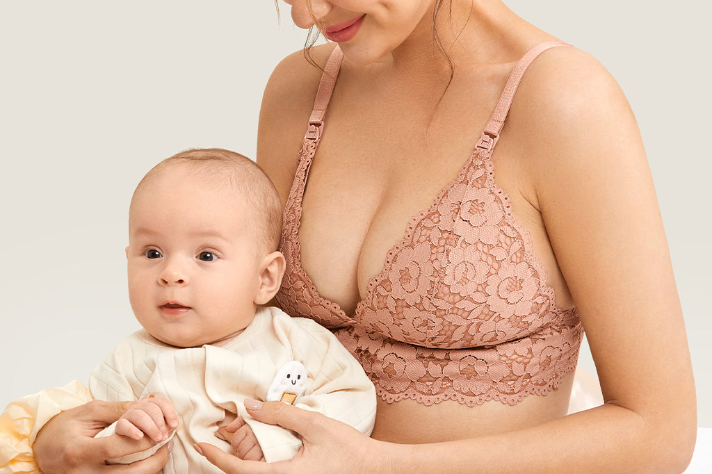 Women's Lace Nursing Bralette Cream Coffee