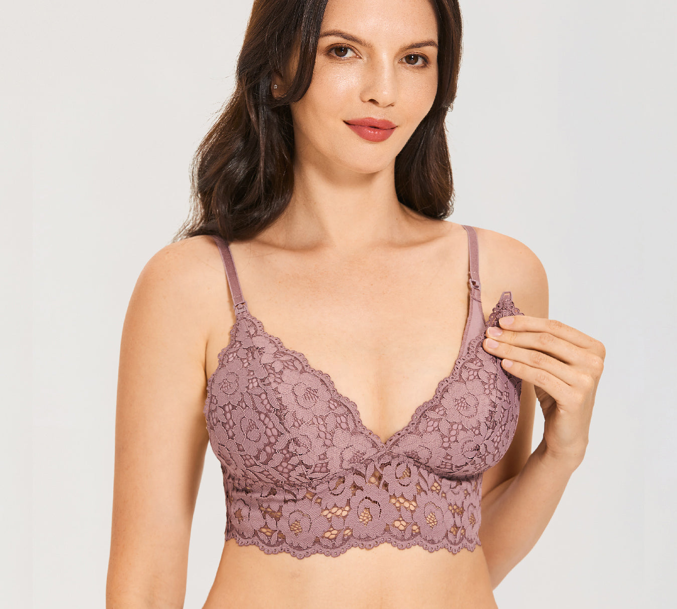 Women's Lace Nursing Bralette Cream Coffee