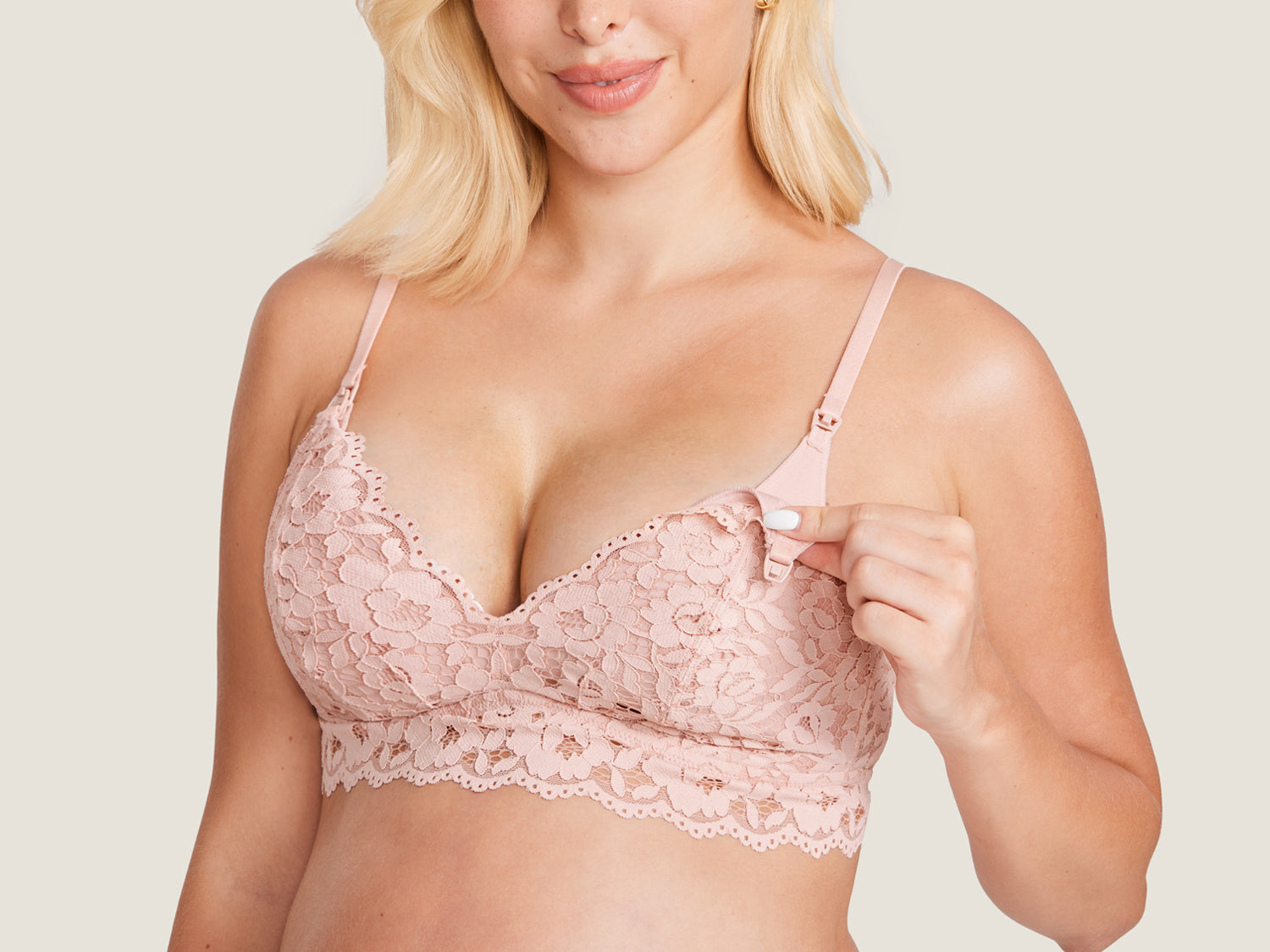 Women's Supportive Lace Nursing Bralette Beige