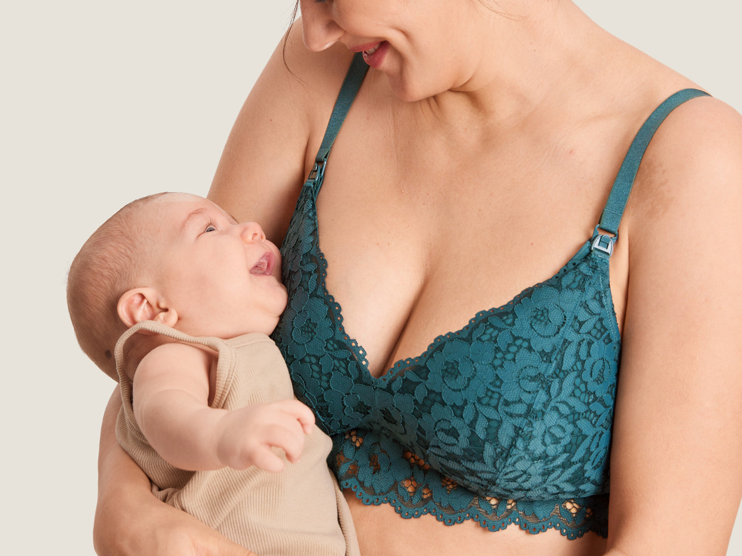 Women's Supportive Lace Nursing Bralette Beige