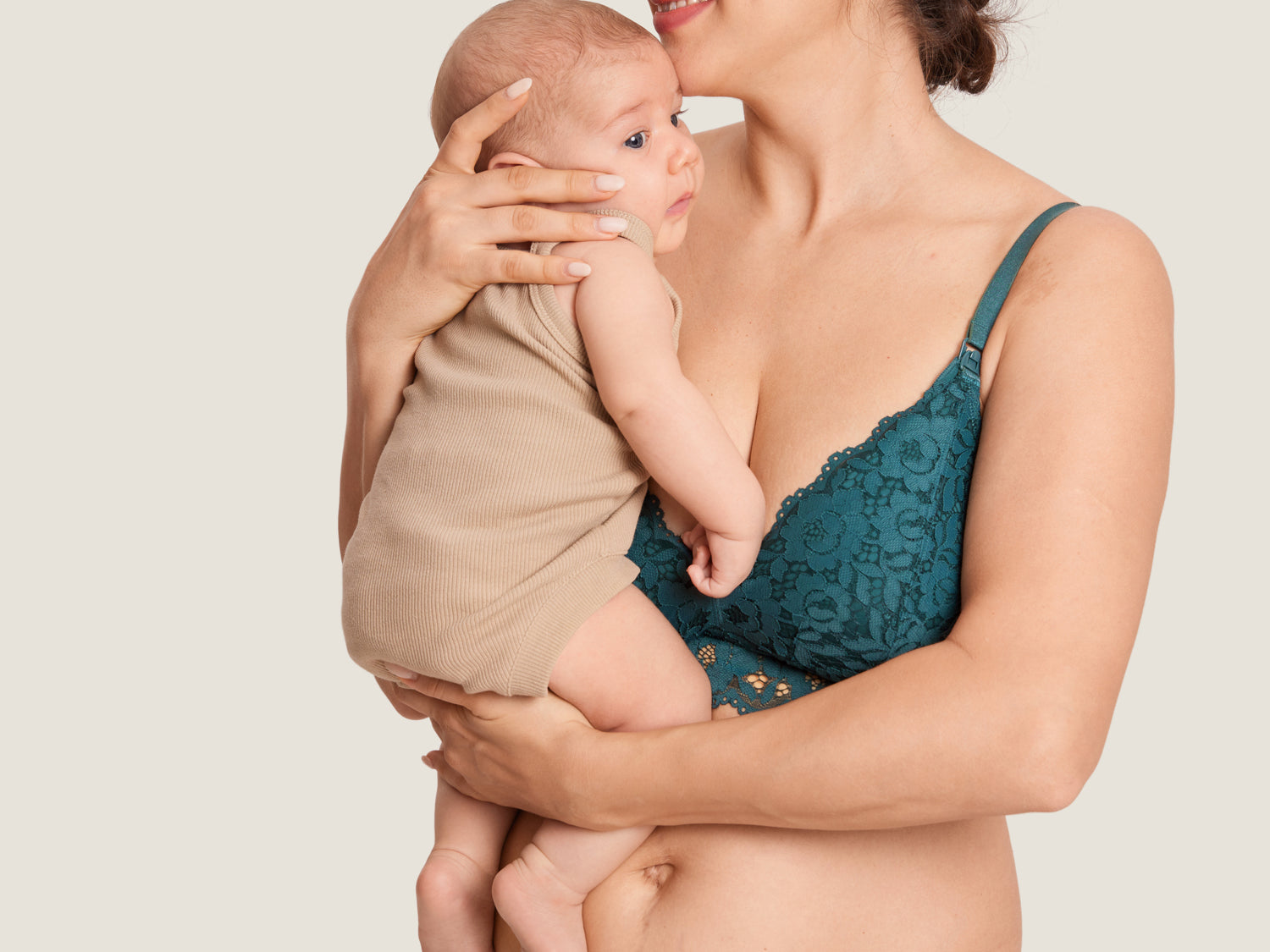 Women's Supportive Lace Nursing Bralette Beige