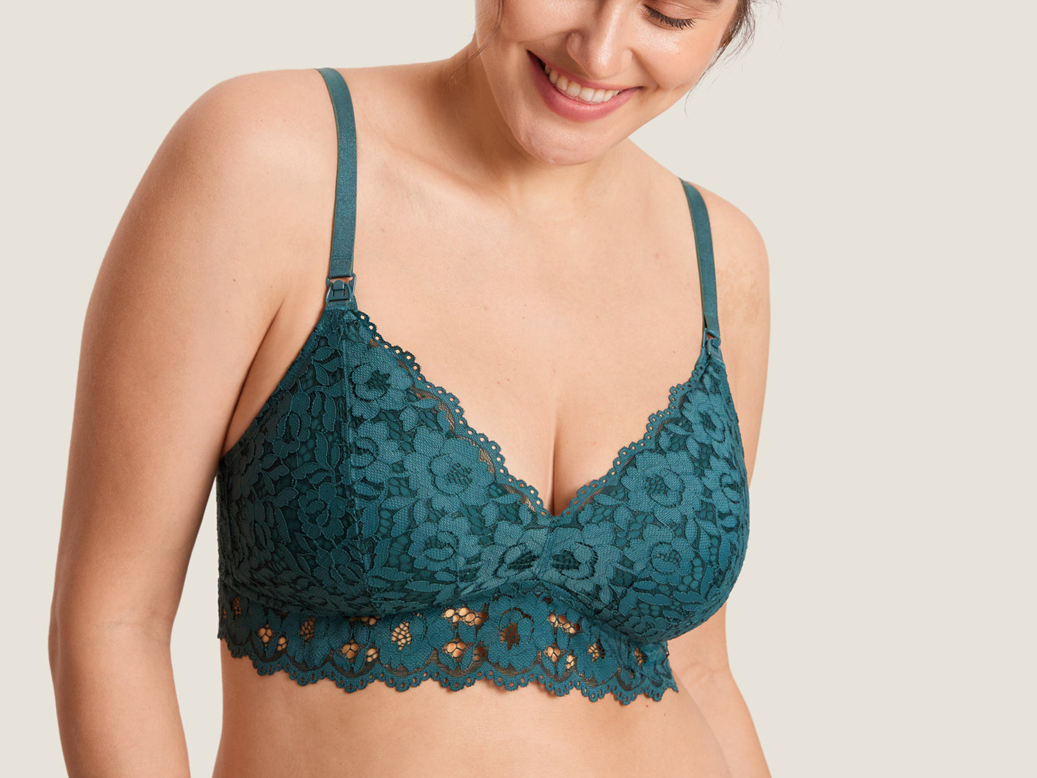 Women's Supportive Lace Nursing Bralette Beige