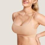 Women's Ribbed Scoop Nursing Bralette Warm Beige @model_info:N3