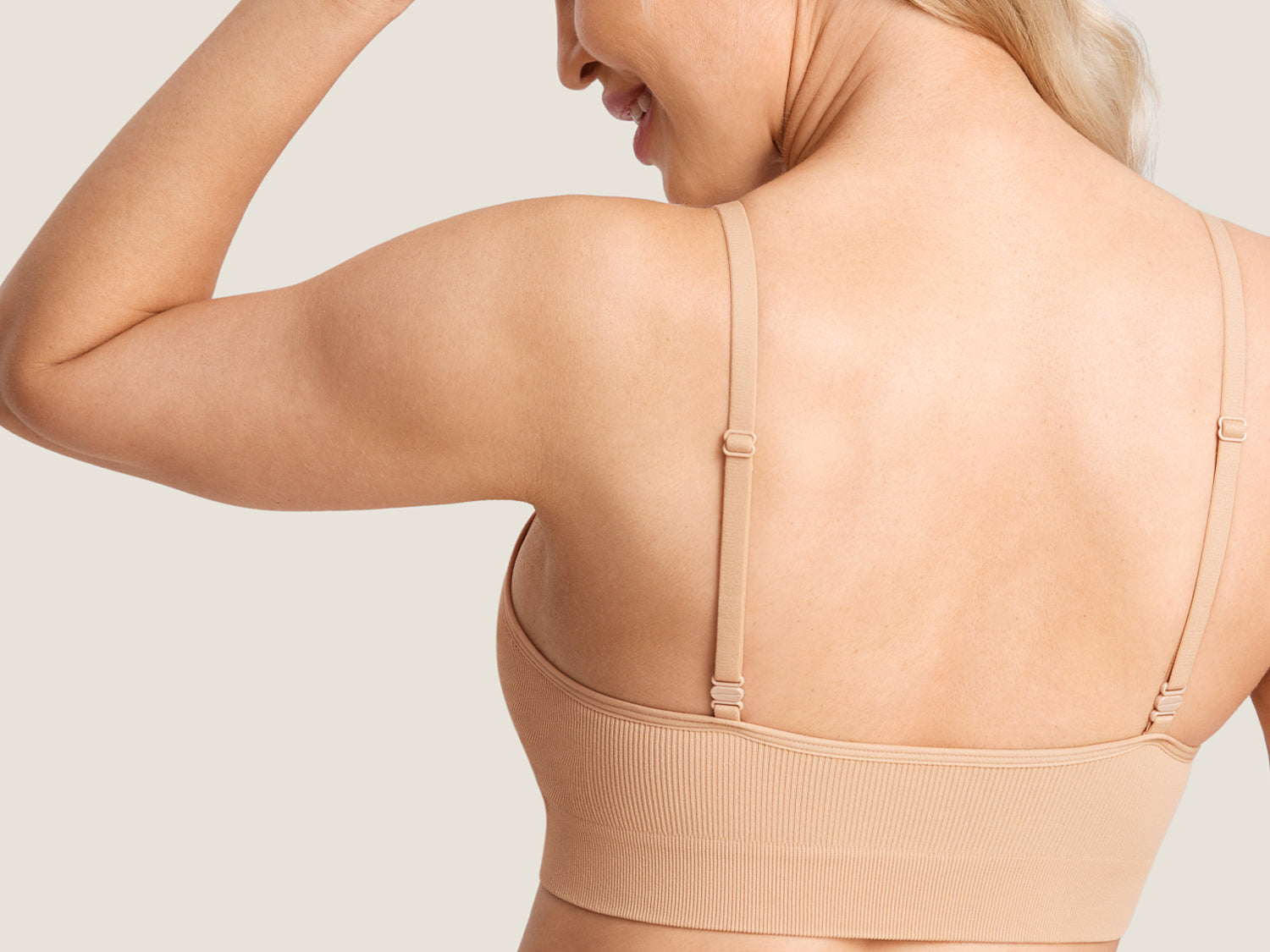 Women's Ribbed Scoop Nursing Bralette Warm Beige @model_info:N4