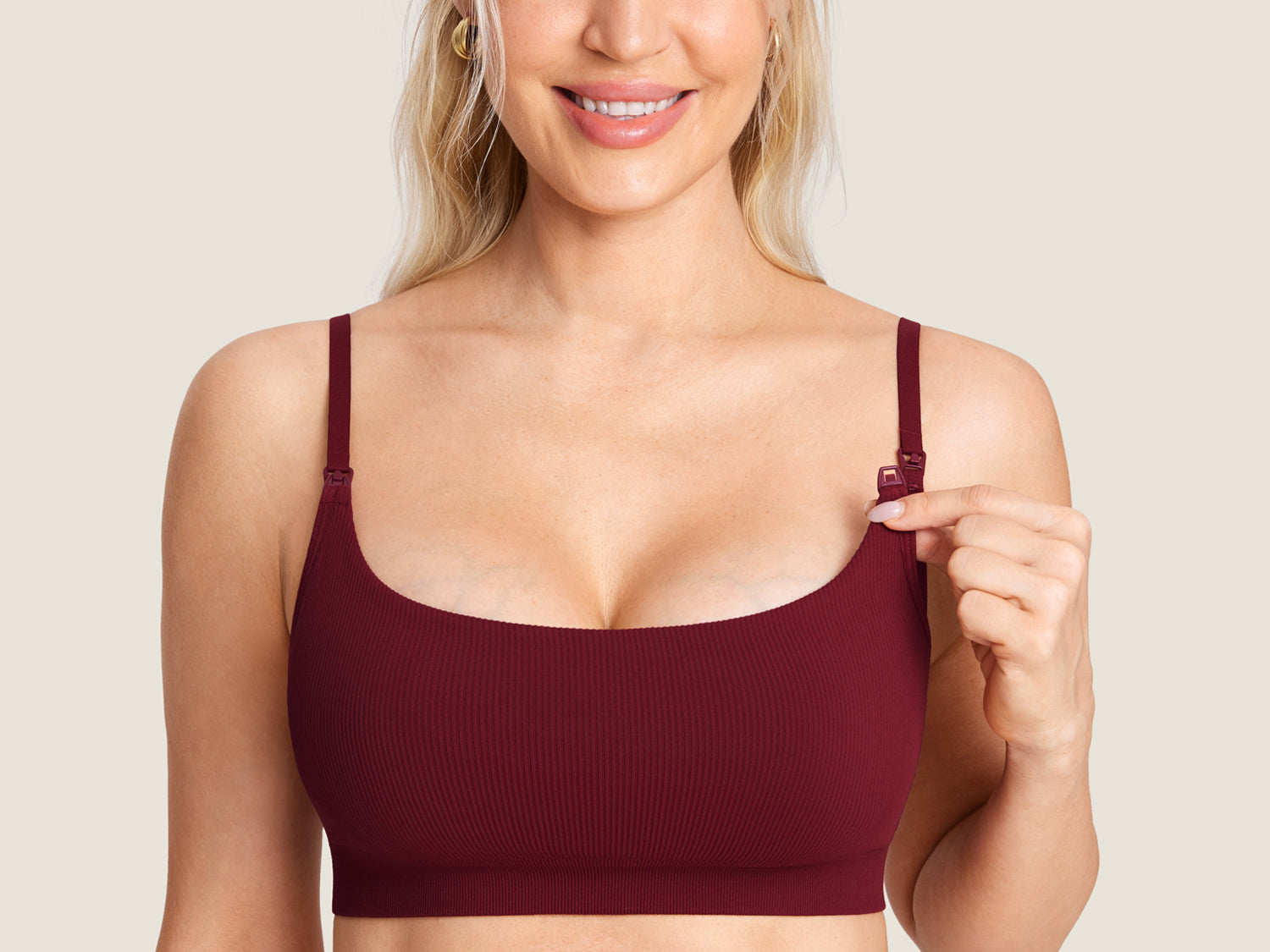 Women's Ribbed Scoop Nursing Bralette Brown Purple