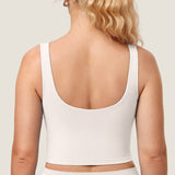 Women's V Neck Nursing Crop Tank Top Iceland White @model_info:US2