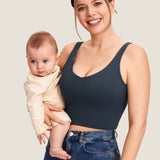 Women's V Neck Nursing Crop Tank Top Twilight Blue @model_info:R2