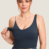Women's V Neck Nursing Crop Tank Top Twilight Blue @model_info:R4