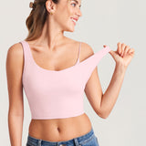 Women's V Neck Nursing Crop Tank Top Strawberry Pink @model_info:MOM3