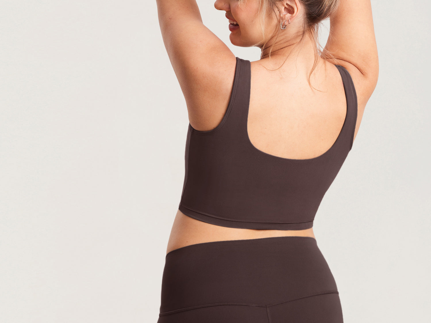 Women's V Neck Nursing Crop Tank Top Hot Fudge Brown @model_info:MOM3