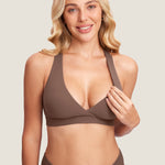 Women's Crossover Racerback Nursing Bra Brown Purple @model_info:M1