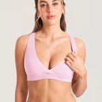 Women's Crossover Racerback Nursing Bra Sweet Pink @model_info:MOM1
