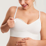 Women's Ribbed V Neck Nursing Bralette Iceland White @model_info:MOM4