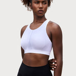 Women's High Neck Racerback Sports Bra White 2