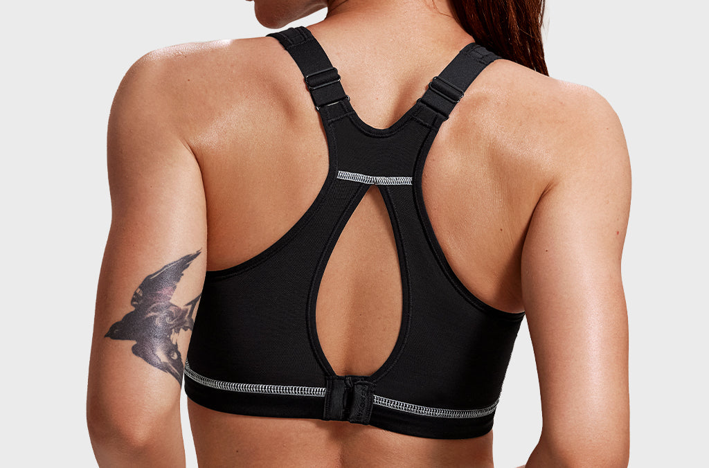 Women's High Neck Racerback Sports Bra Black