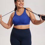 Women's Full Coverage Wireless Sport Bra Waves Blue
