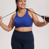 Women's Full Coverage Wireless Sport Bra Waves Blue