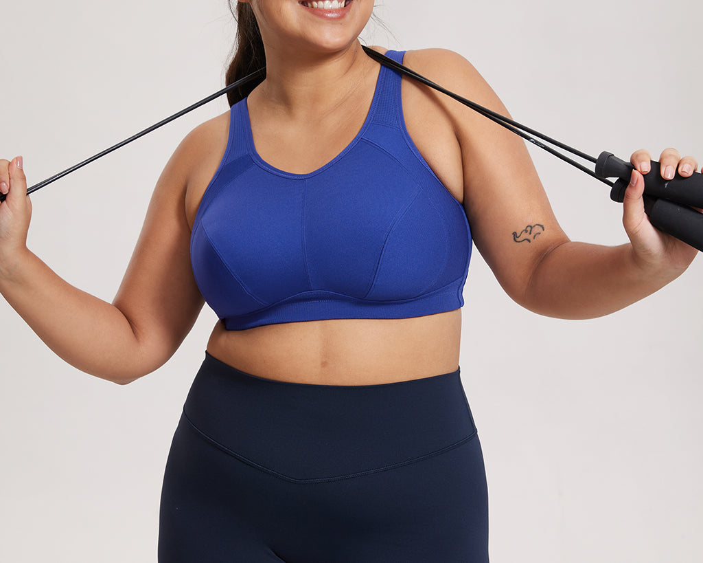 Women's Full Coverage Wireless Sport Bra Waves Blue