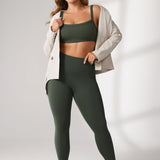 Women's Hugcurve Adjustable Square Workout Bra Aspen Olive