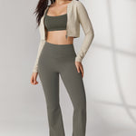 Women's Hugcurve No Front Seam Flare Leggings 31'' Smoked Green