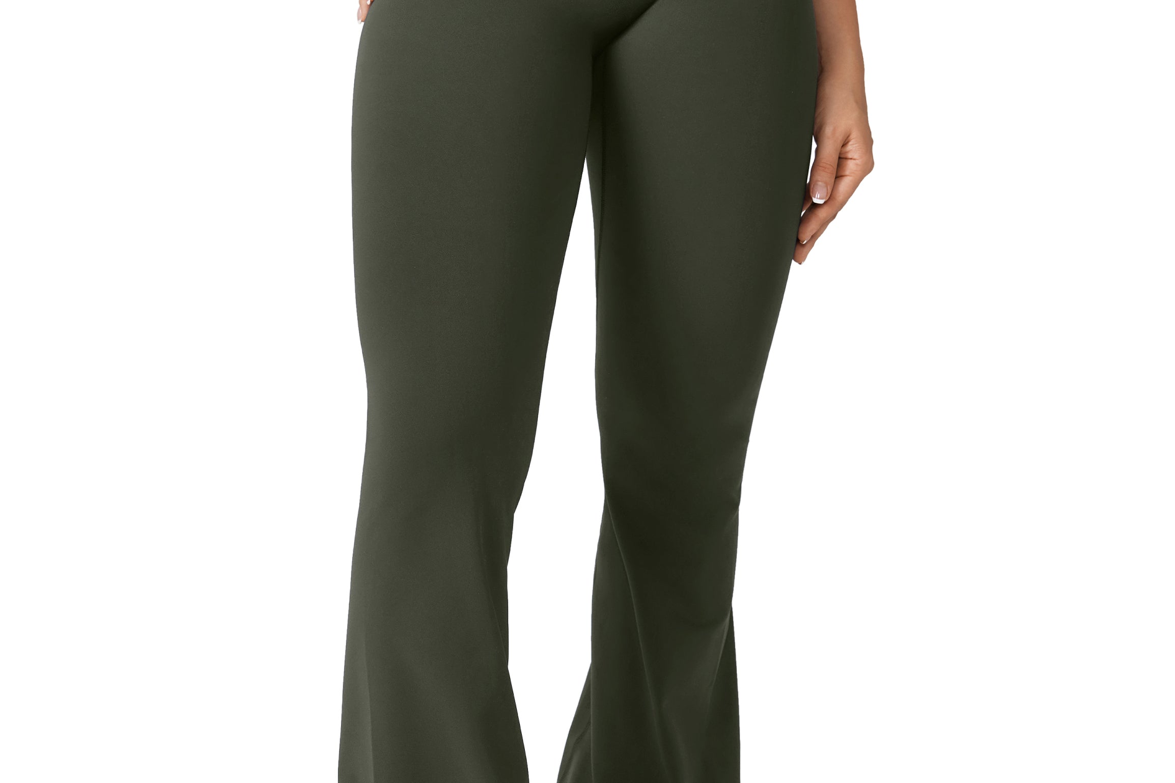 Women's Hugcurve No Front Seam Flare Leggings 33.5'' Aspen Olive