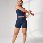 Women's Hugcurve No Front Seam Pockets Shorts 5" Noctilucence Blue