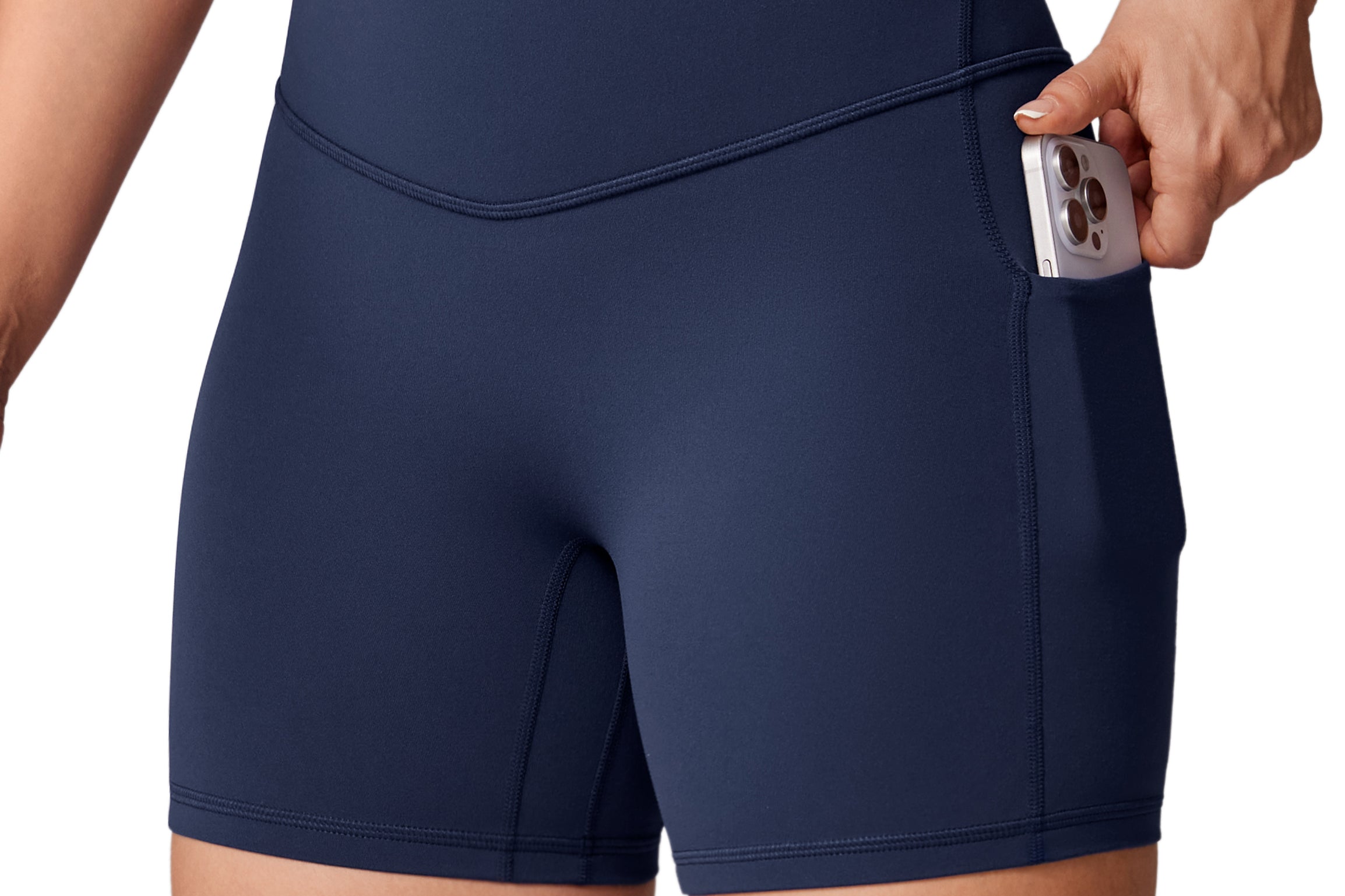 Women's Hugcurve No Front Seam Pockets Shorts 5" Noctilucence Blue