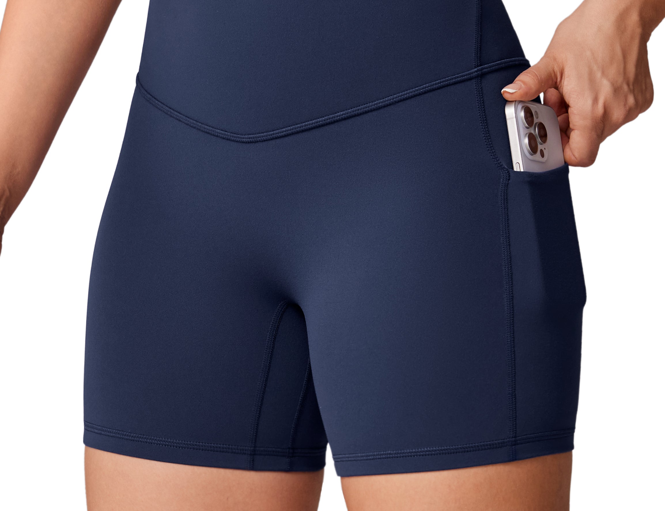 Women's Hugcurve No Front Seam Pockets Shorts 5" Noctilucence Blue