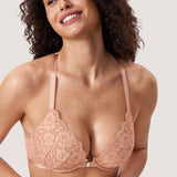 Women's Lacy Racerback Bra Cream Coffee