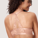 Women's Lacy Racerback Bra Cream Coffee