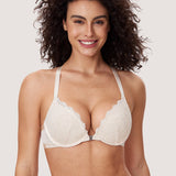 Women's Lacy Racerback Bra Cream Coffee