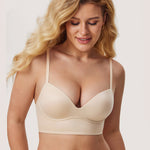 Women's T-shirt Push Up Bra Beige