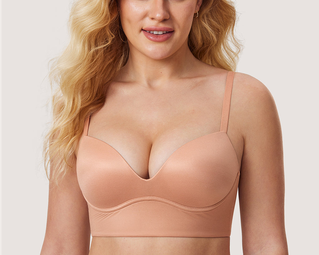 Women's T-shirt Push Up Bra Cream Coffee