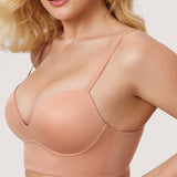 Women's T-shirt Push Up Bra Cream Coffee