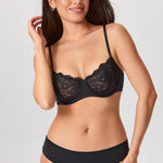 Women's Lace Balconette Underwire Bra Black @model_info:ESA4