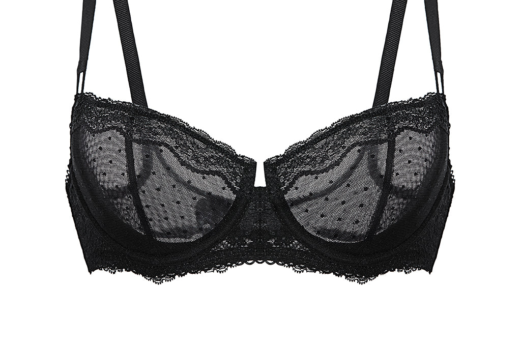 Women's Sexy Mesh Lace Balconette Bra Black