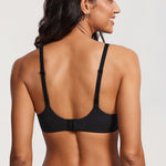 DOBREVA Women's Lightly Padded Balconette Bra Tshirt Underwire Demi Black