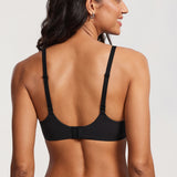 DOBREVA Women's Lightly Padded Balconette Bra Tshirt Underwire Demi Black