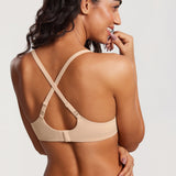 DOBREVA Women's Lightly Padded Balconette Bra Tshirt Underwire Demi Beige