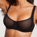 Women's Sexy Mesh Underwire Balconette Bra Black