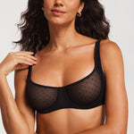 Women's Sexy Mesh Underwire Balconette Bra Black