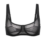Women's Sexy Mesh Underwire Balconette Bra Black