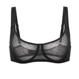Women's Sexy Mesh Underwire Balconette Bra Black