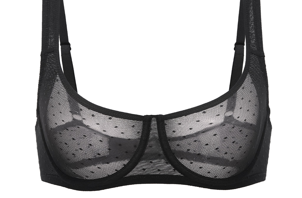 Women's Sexy Mesh Underwire Balconette Bra Black