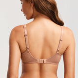 Women's Sexy Mesh Underwire Balconette Bra Cream Coffee