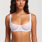 Women's Sexy Mesh Underwire Balconette Bra White
