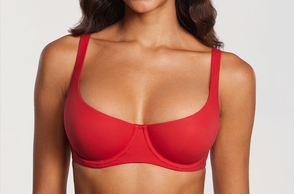 Women's Underwire Balconette Bra Lipstick Red