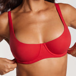 Women's Underwire Balconette Bra Lipstick Red