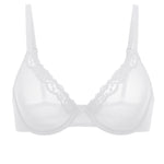 DOBREVA Mesh Sheer Demi Underwire Unlined Balconette Bra With Lace Trim White