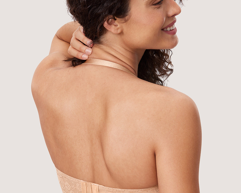 Women's Lace Strapless Bra Rose White